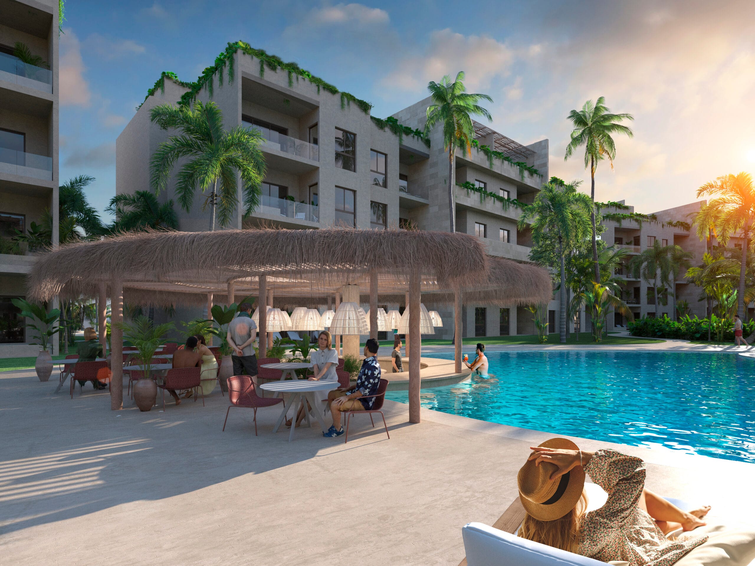 Zonas comunes destino hospitality hotelero residencial Caribe — EME Concepts