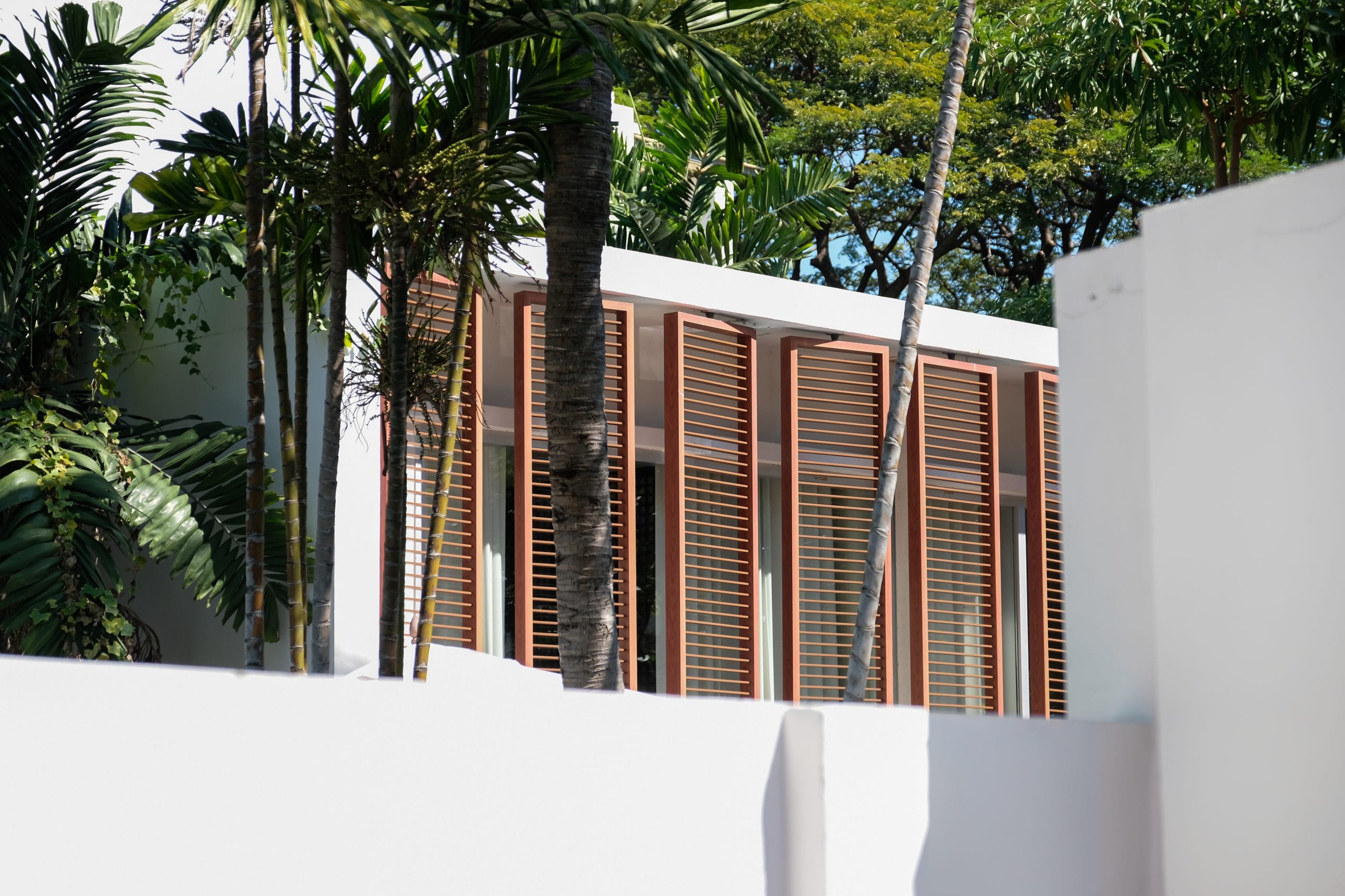 Fachada de piedra coralina, material de construcción resistente a la humedad y el sol en el Caribe