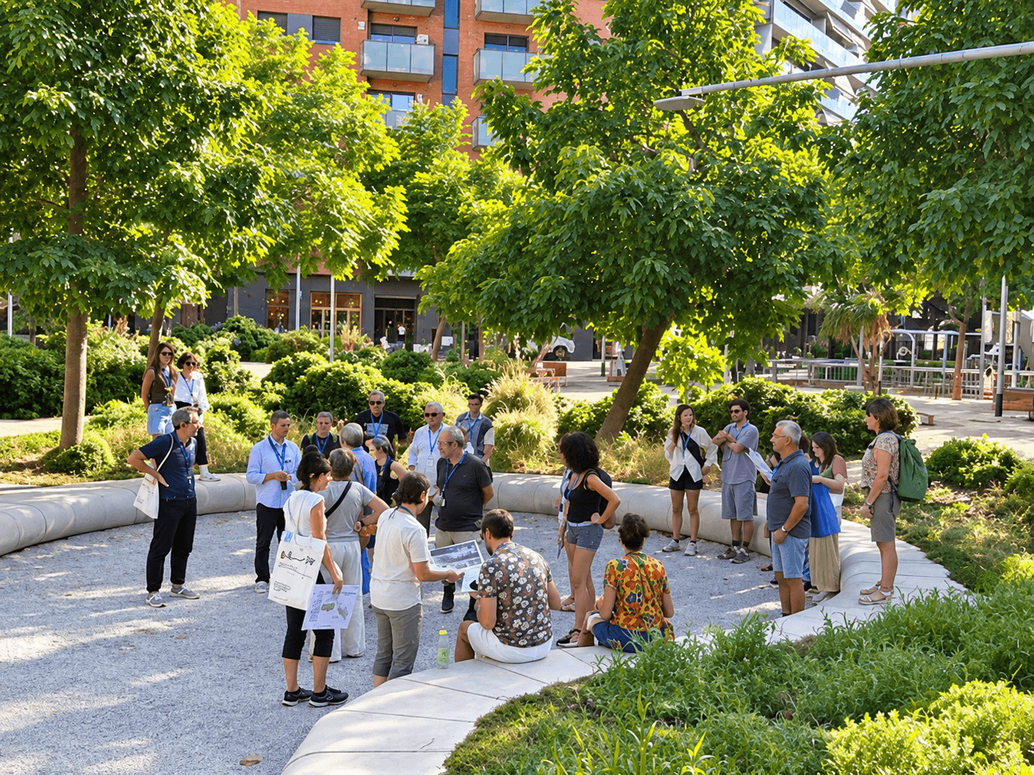 Eje Verde de Cristóbal de Moura con sistemas de drenaje sostenible en Barcelona